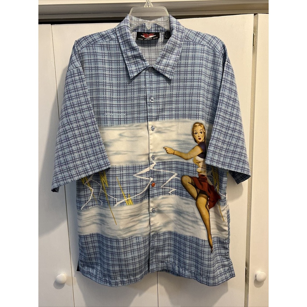 VTG Y2K Defying Conventional Concepts DCC Shirt WWII‎ PIN UP GIRL Men Sz L